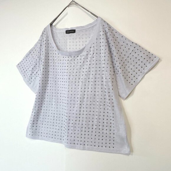 Techichi Short Sleeve Blouse Lace Beige Size M - Picture 5 of 6